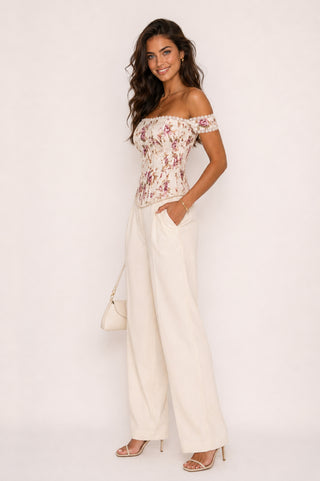Elara Floral Ivory Corset Top
