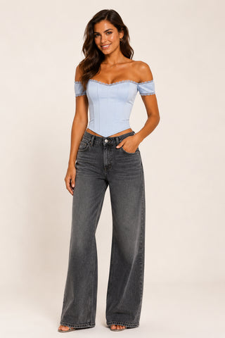 Elara Ice Blue Corset Top
