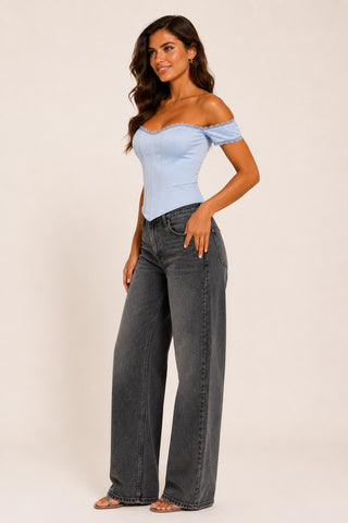 Elara Ice Blue Corset Top