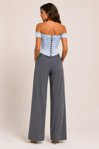 Elara Ice Blue Corset Top