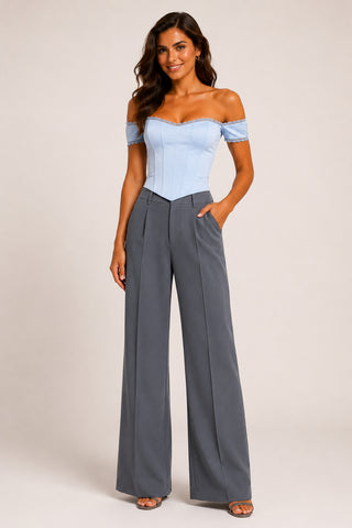Elara Ice Blue Corset Top