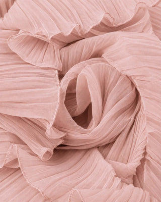 Elowen Dusty Rose Ruffle-Trim Pleated Midi Dress