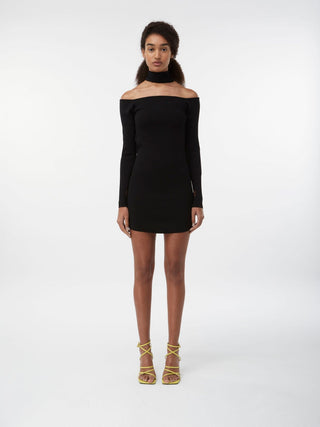 Elegance Noir Cutout Knit Dress