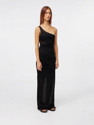 Sheer Elegance Asymmetric Gown