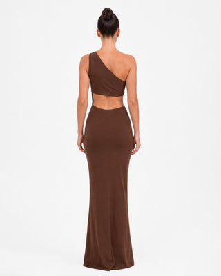 Helia Chocolate Brown Cut-Out Maxi Dress