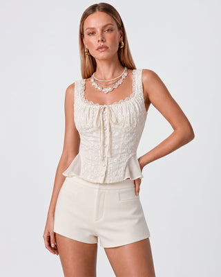 Lena Ivory Embroidered Top