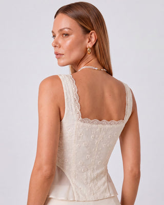 Lena Ivory Embroidered Top