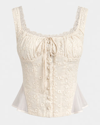 Lena Ivory Embroidered Top