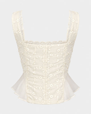 Lena Ivory Embroidered Top