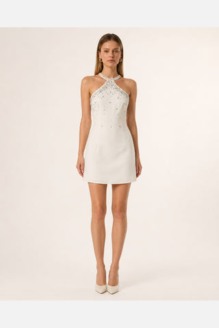 Liora Ivory Crystal Embellished Mini Dress