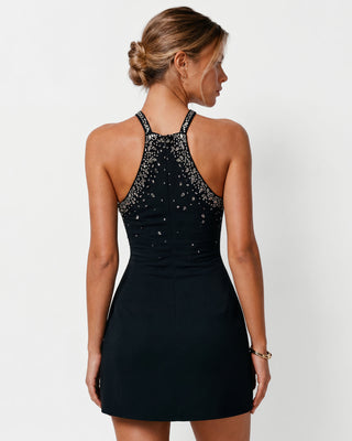 Liora Black Crystal Embellished Mini Dress