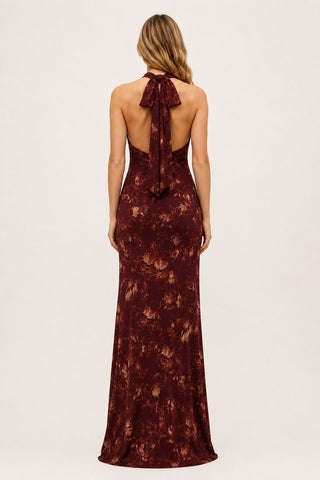 Bloom Burgundy Floral  Maxii Dress