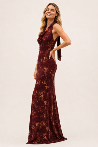 Bloom Burgundy Floral  Maxii Dress
