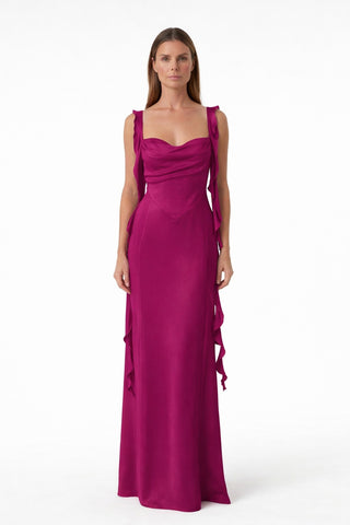 Caroline koyu fuşya elbise