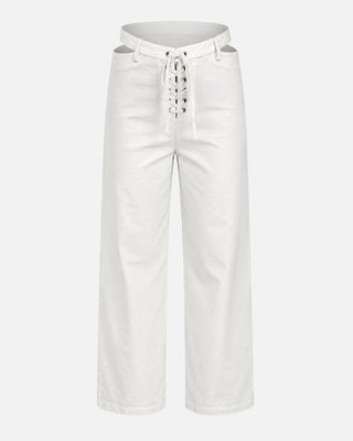 Maris Lace-Up White Linen Co-ord Set
