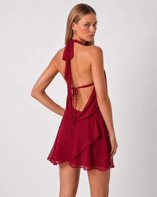 Solea Burgundy Transparent Mini Dress