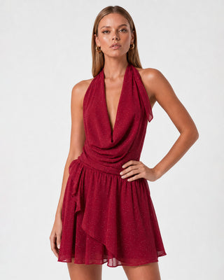 Solea Burgundy Transparent Mini Dress