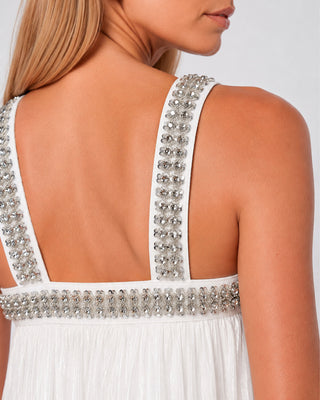 Veyra Crystal-Embellished Bubble-Hem Mini Dress
